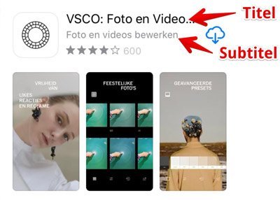 Titel en subtitel van de app in de App Store